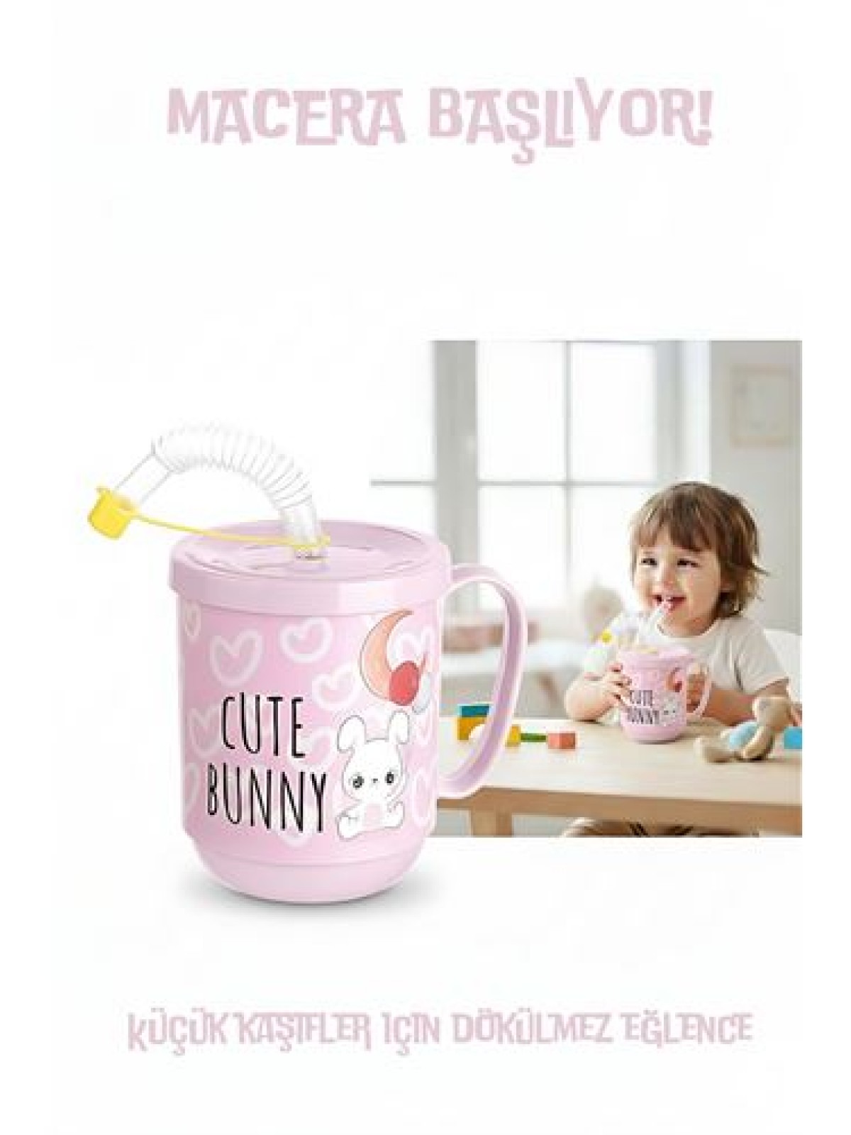 Premium Pipetli Çocuk Bardağı 350 ml -Alıştırma Bardağı ve Suluk