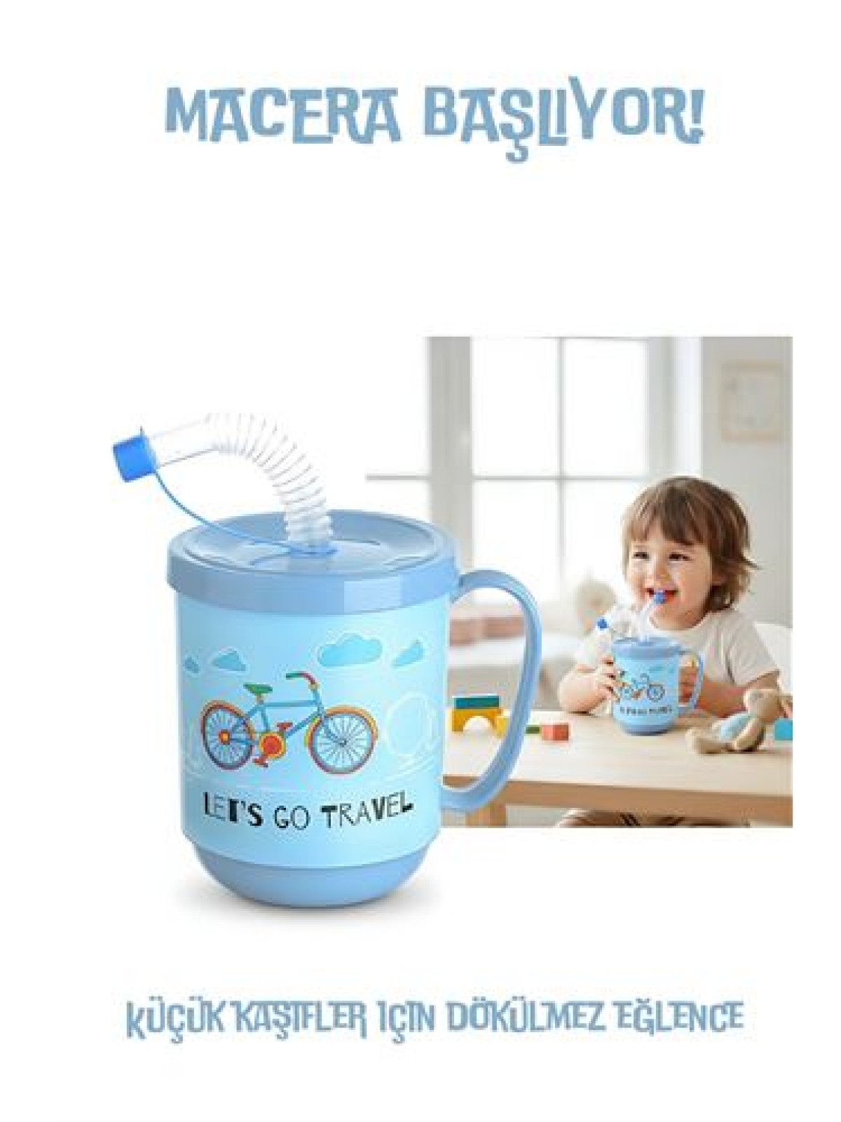 Premium Pipetli Çocuk Bardağı 350 ml -Alıştırma Bardağı ve Suluk