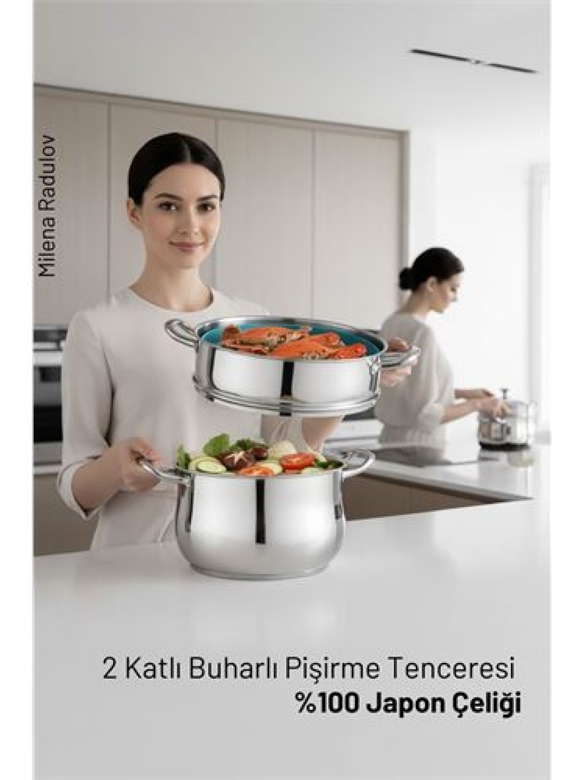 2 Katlı Japon Çeliği Buharlı Pişirme Tenceresi – Sağlıklı Yemek Sanatı