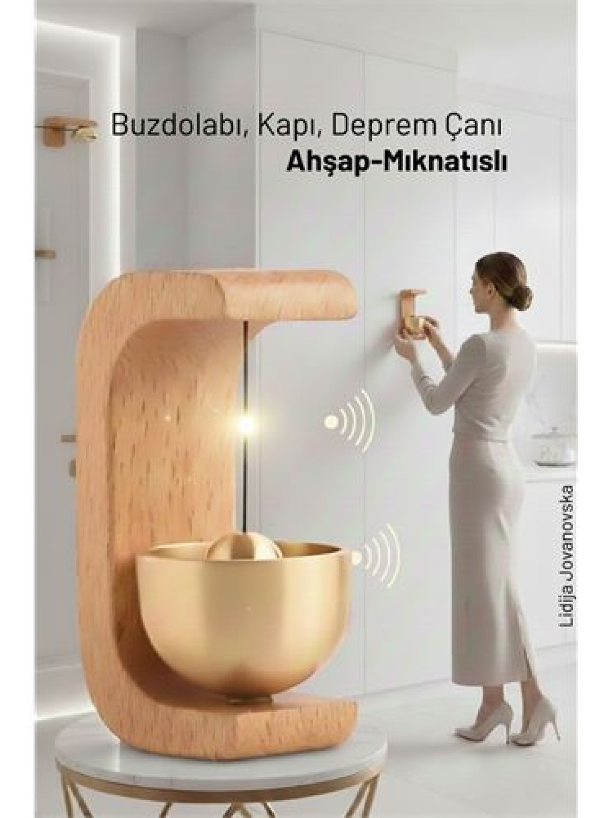 Ahşap Kapı Çanı - Deprem Zili - Dekoratif Zil -Japon Rüzgar Çanı  Yapışkanlı ve Mıknatıslı