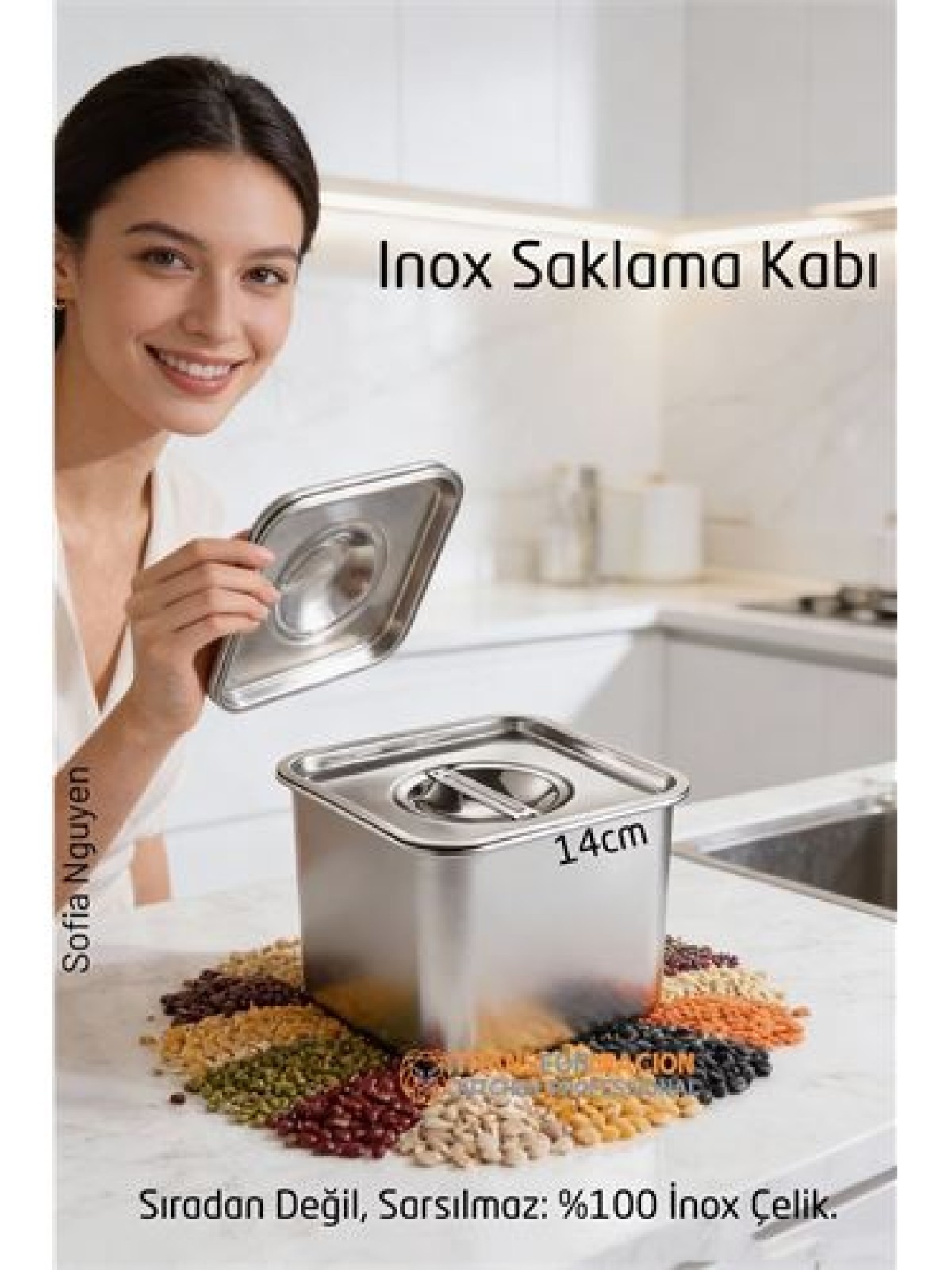 Premium Inox Saklama Kabı - Hava Sızdırmaz Mutfak Düzenleyici 14x11 cm 304 Paslanmaz Çelik