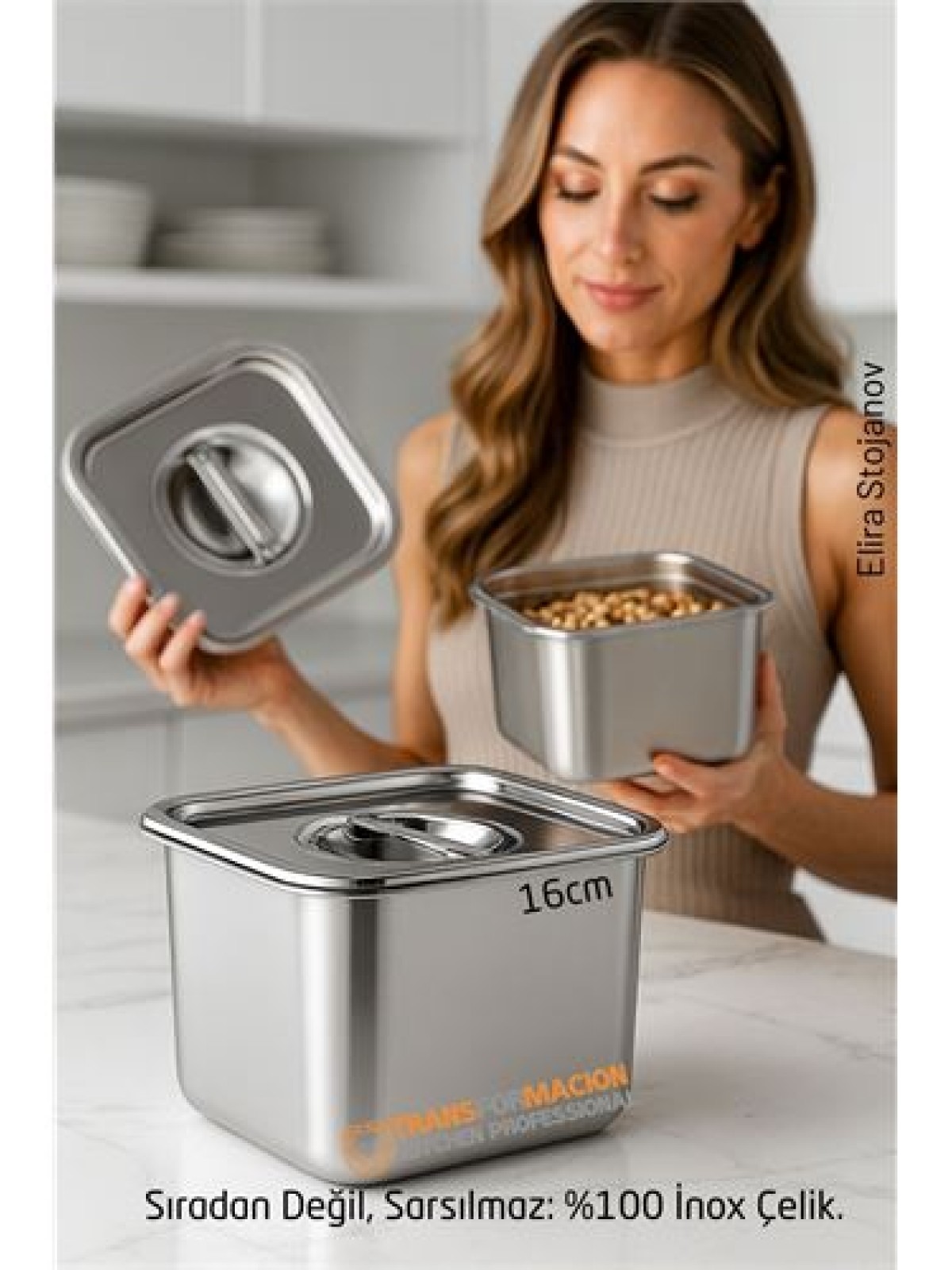 Premium Inox Saklama Kabı - Hava Sızdırmaz Mutfak Düzenleyici 16x12 cm 304 Paslanmaz Çelik