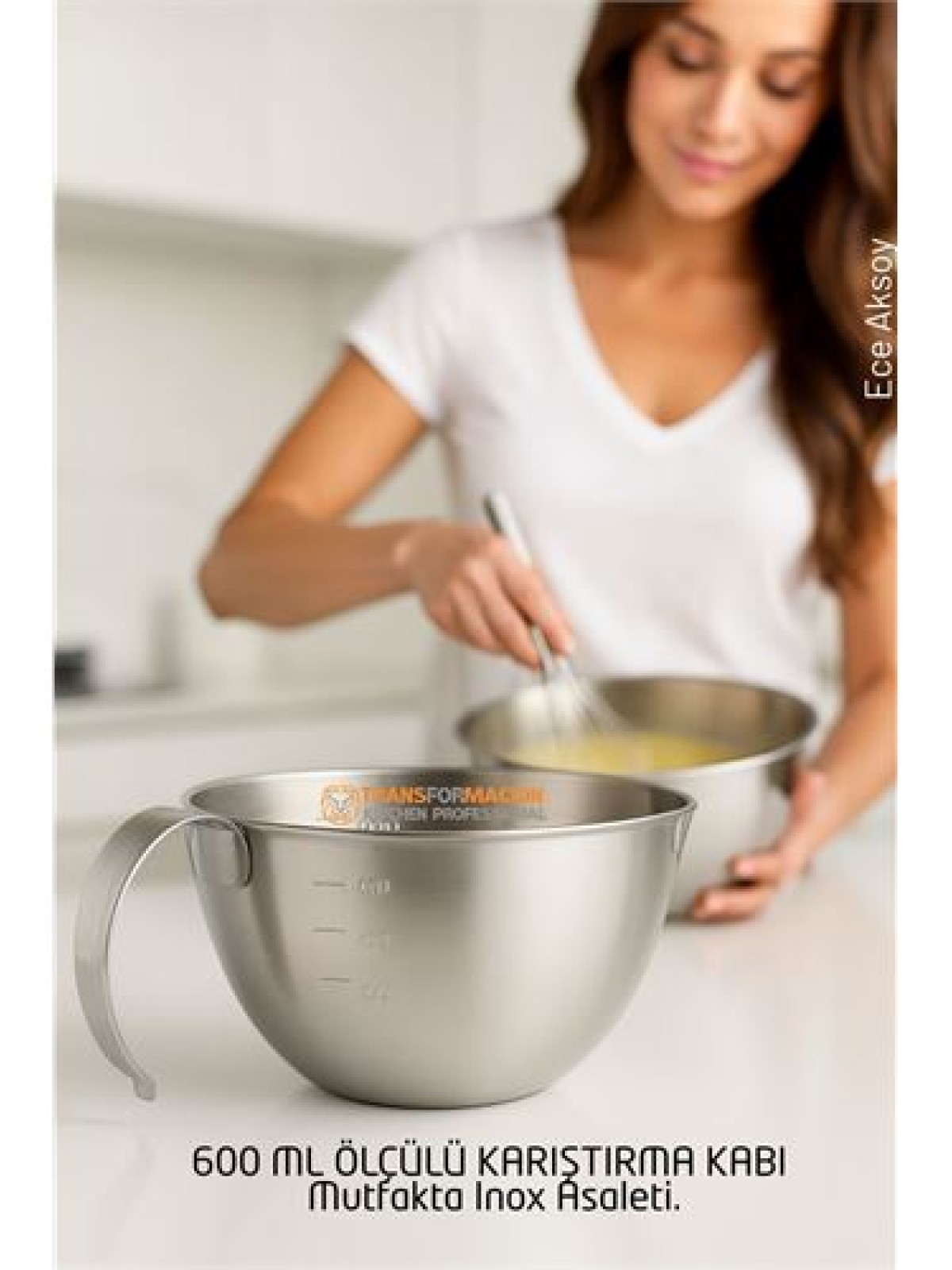 Inox Çelik Profesyonel Ölçülü arıştırma Kabı -600 ml Sos & Hazırlık Şefi Serisi