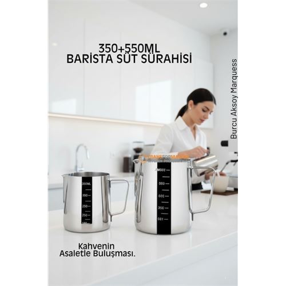 İnox 350ml-550ml Barista Süt Sürahisi Seti - Süt Köpürtme Potu - Paslanmaz Çelik İnox 350ml-550ml Barista Süt Sürahisi Seti - Süt Köpürtme Potu - Paslanmaz Çelik