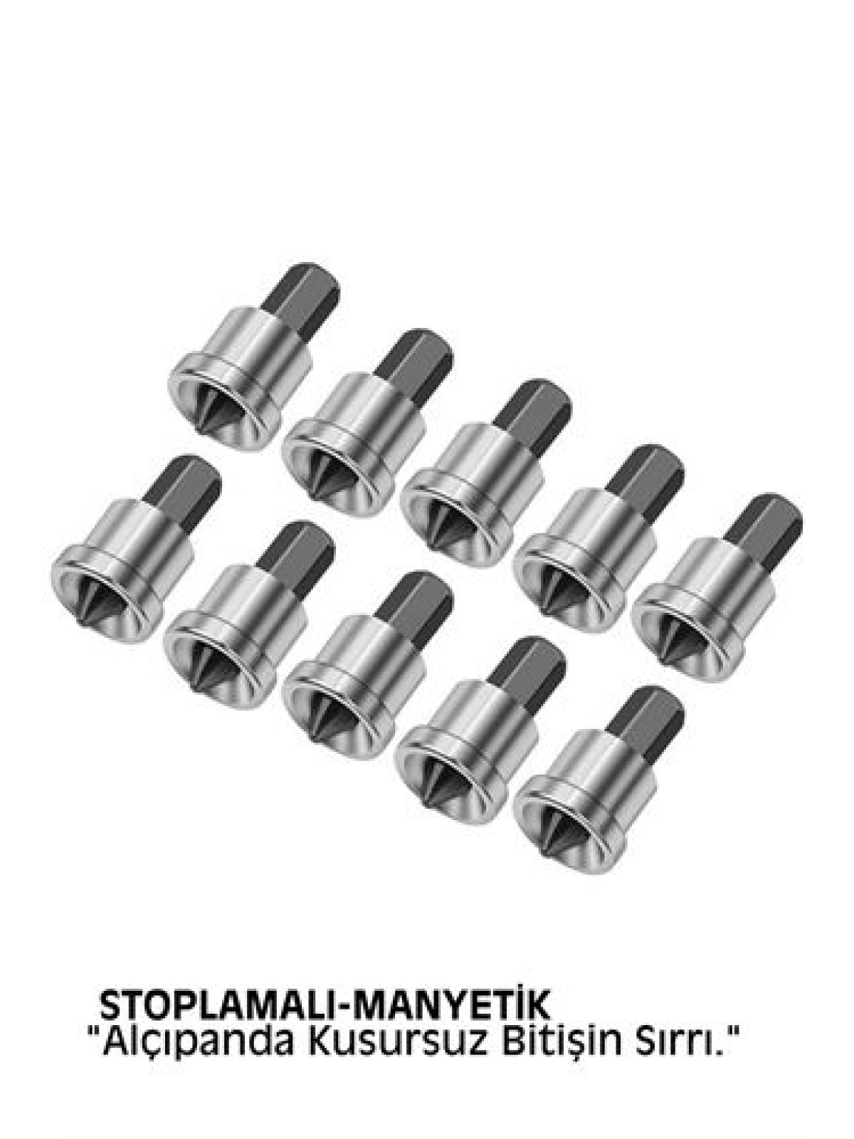 10 Adet Alçıpan Bits Uç Seti - Manyetik Ph2 Krom Çelik 25mm Vidalama Başlığı