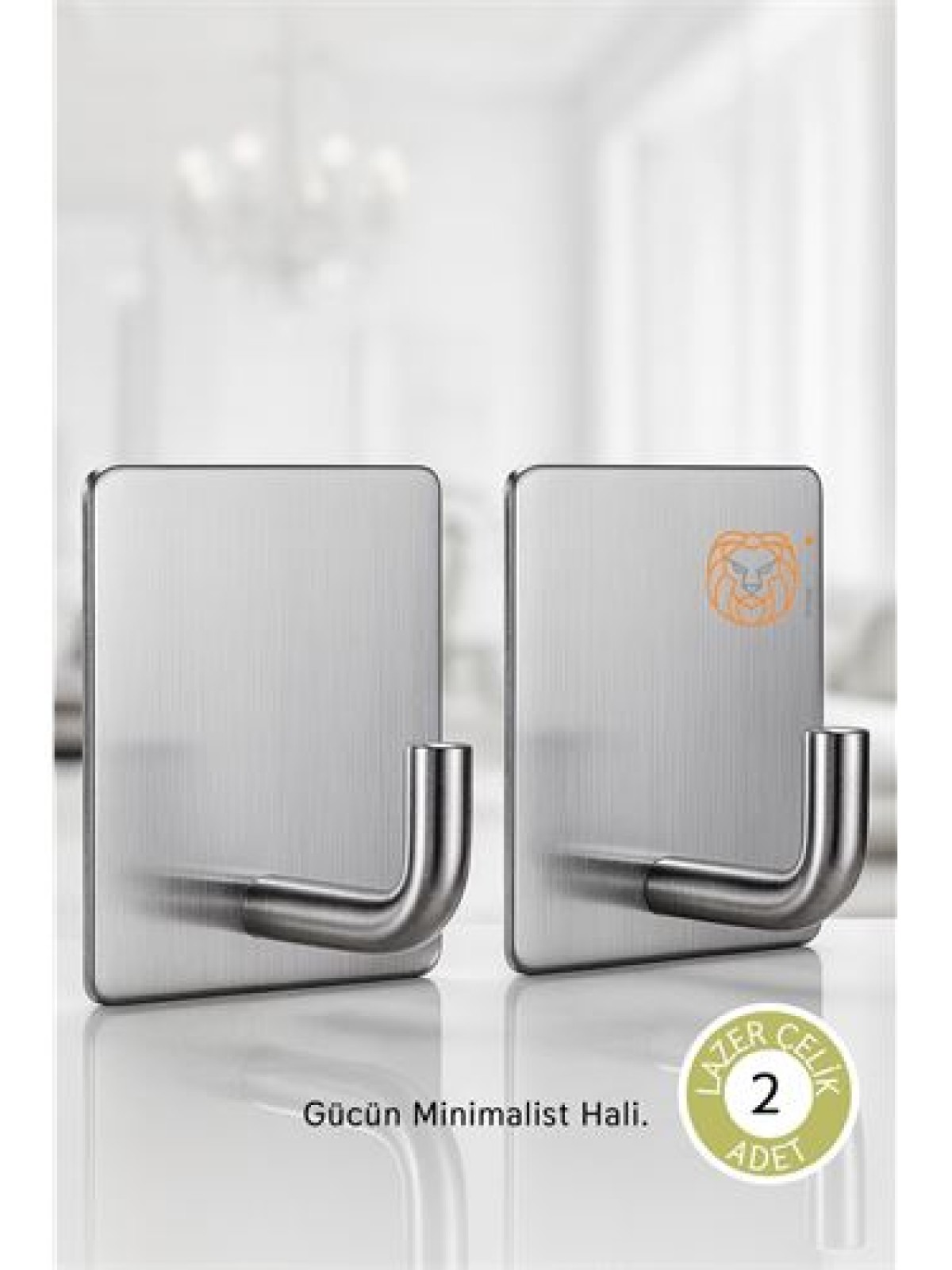 2'li Banyo ve Mutfak Askı Seti - SUS304 Lazer Kesim Çelik  Ultra Güçlü Yapışkanlı Askı