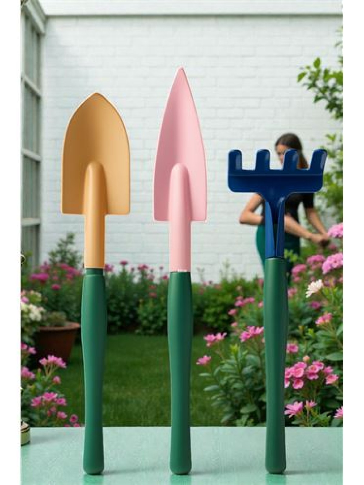 Premium 3’lü Hobi Bahçe Seti – Renkli Metal El Küreği ve Tırmık Takımı – Garden Pro Edition