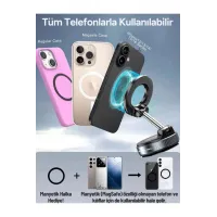 360 Dönebilen Ayarlanabilir Araç Içi Tutucu Kullanılabilen Vakumlu K007 Magsafe Telefon Tutucu