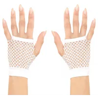 Beyaz Renk Kısa Boy Fileli Örgü Eldiven