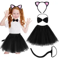 Kedi Kulak Taç Etek Kuyruk Ve Papyon 4 Lü Set Çocuk Pembe