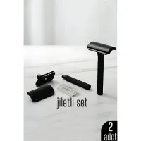2'li Şık Siyah Plastik Tıraş Aleti – Manuel Tıraş Bıçağı  , Jiletli Ergonomik Saplı